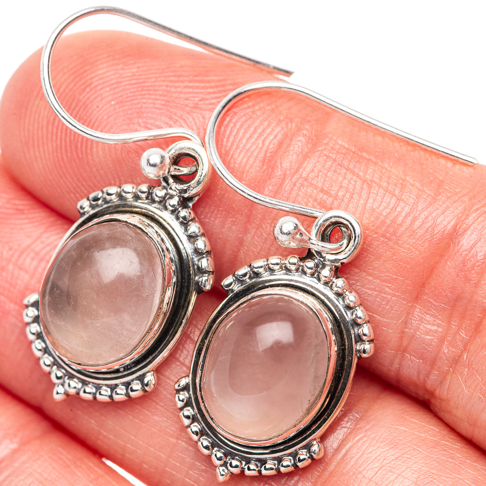 Rose Quartz Dainty Earrings 1 3/8" (925 Sterling Silver) E2017