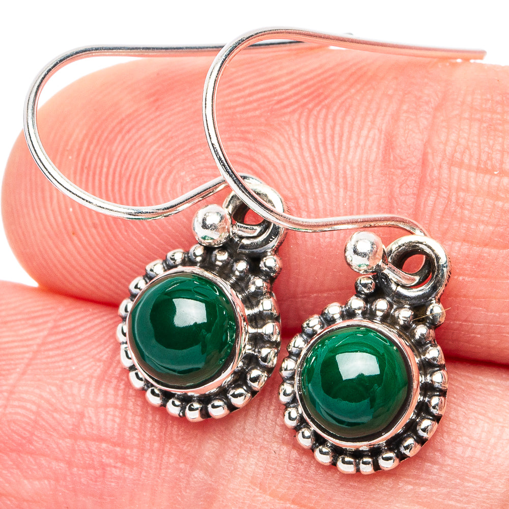 Malachite Earrings 1 1/8" (925 Sterling Silver) E2948
