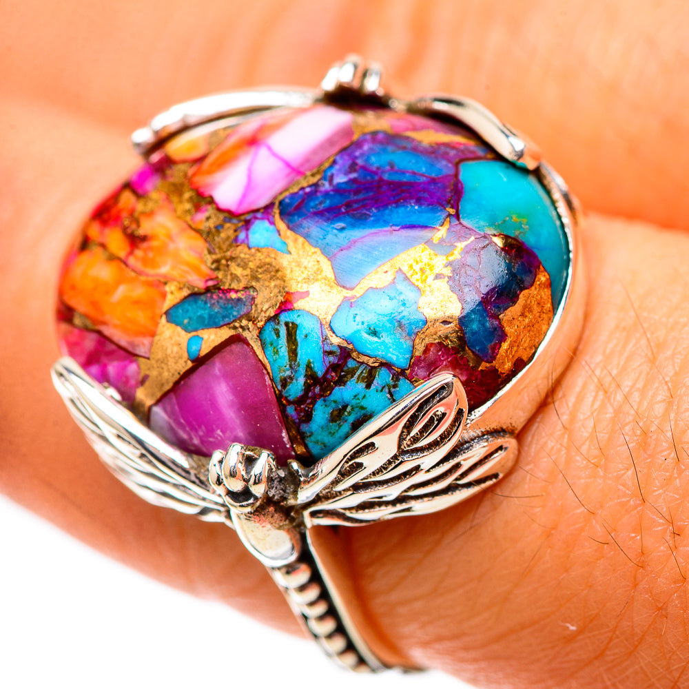 Kingman Pink Dahlia Turquoise Ring Size 8 (925 Sterling Silver) RING138945