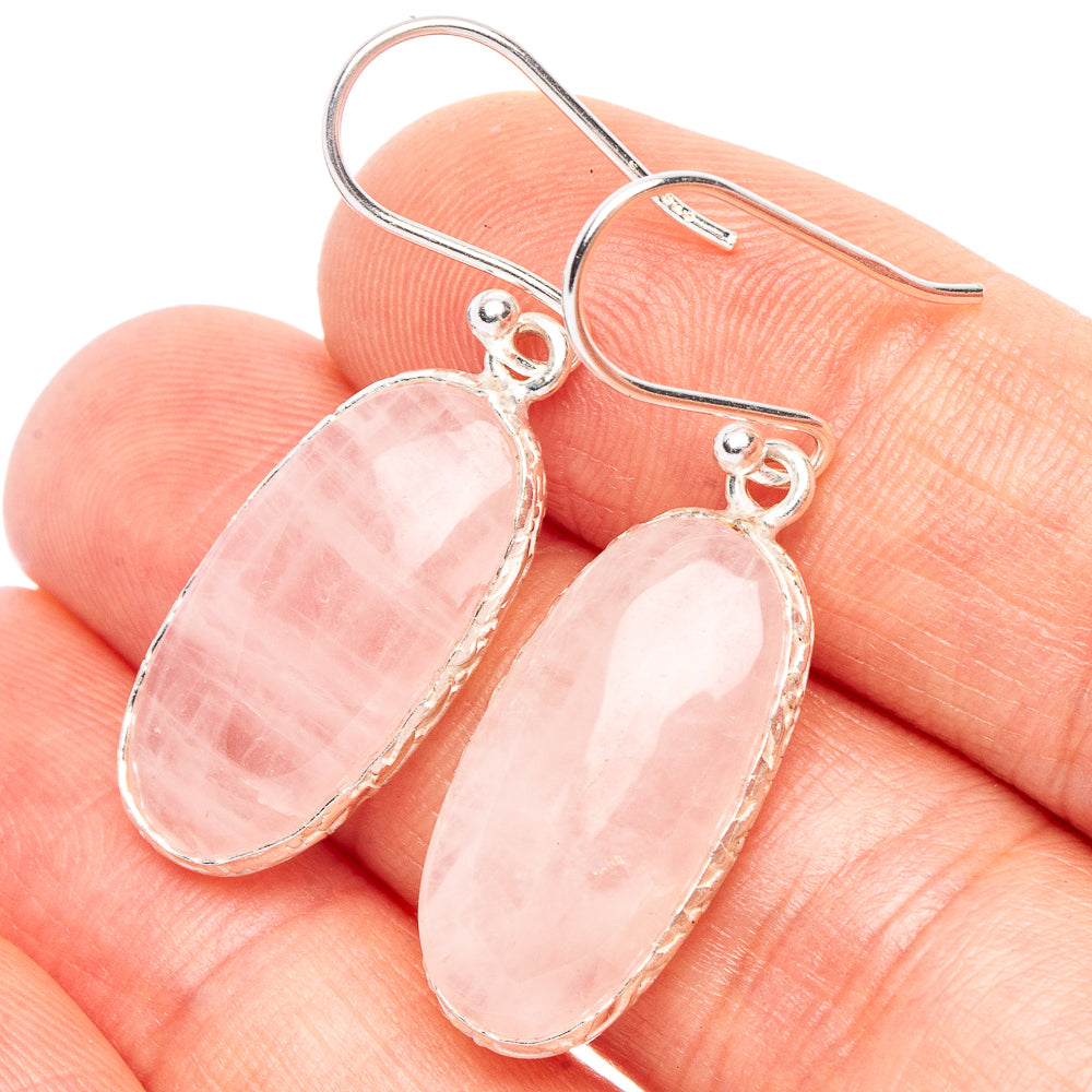 Rose Quartz Earrings 1 3/8" (925 Sterling Silver) E2281