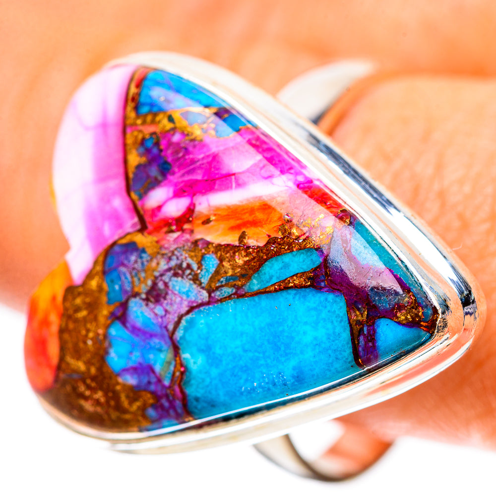 Large Kingman Pink Dahlia Turquoise 925 Sterling Silver Ring Size 10.75 (925 Sterling Silver) RING139658
