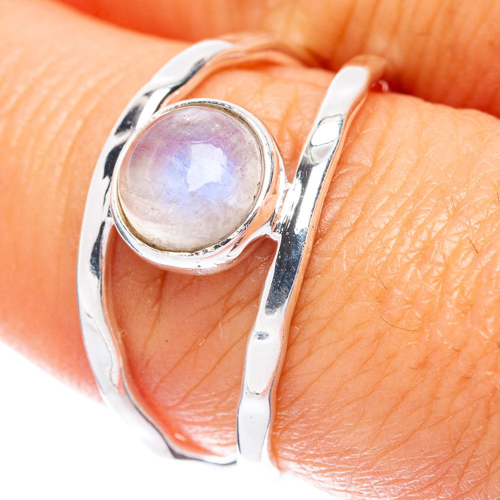 Rainbow Moonstone Dainty Ring Size 8 (925 Sterling Silver) R5838