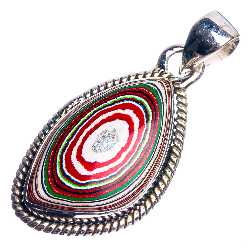 Fordite 925 Sterling Silver Pendant 1 3/8"