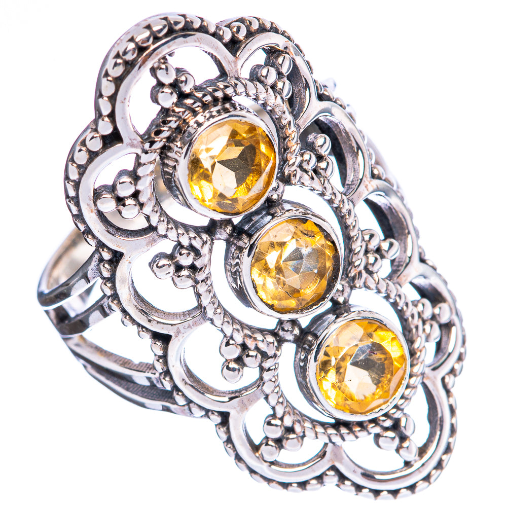 Faceted Citrine Ring Size 6.75 (925 Sterling Silver) R3221