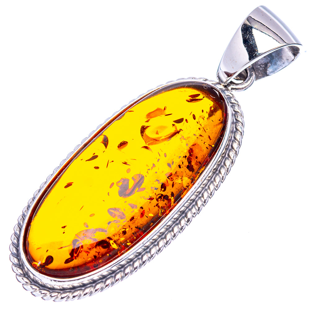 Baltic Amber Pendant 2" (.925 Sterling Silver)