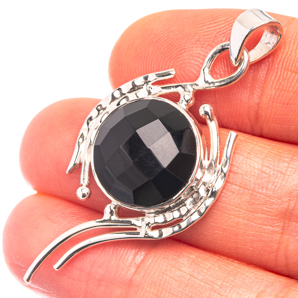 Premium Black Onyx Pendant 1 7/8" (925 Sterling Silver) P38777