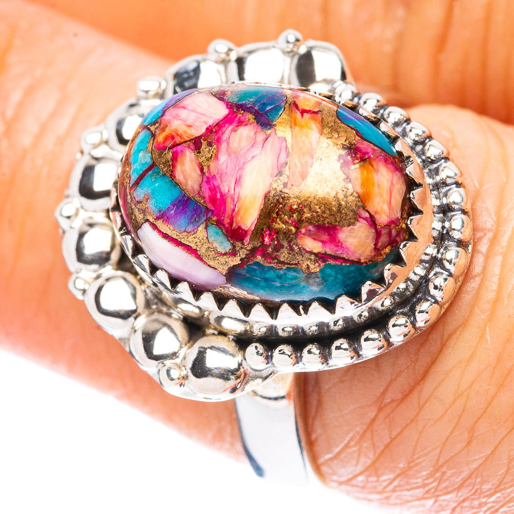 Kingman Pink Dahlia Turquoise Ring Size 7 (925 Sterling Silver) R4068