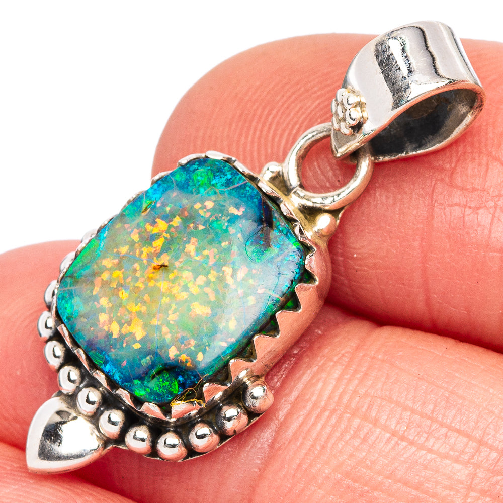 Rare Sterling Opal Pendant 1 1/8" (925 Sterling Silver) P44030