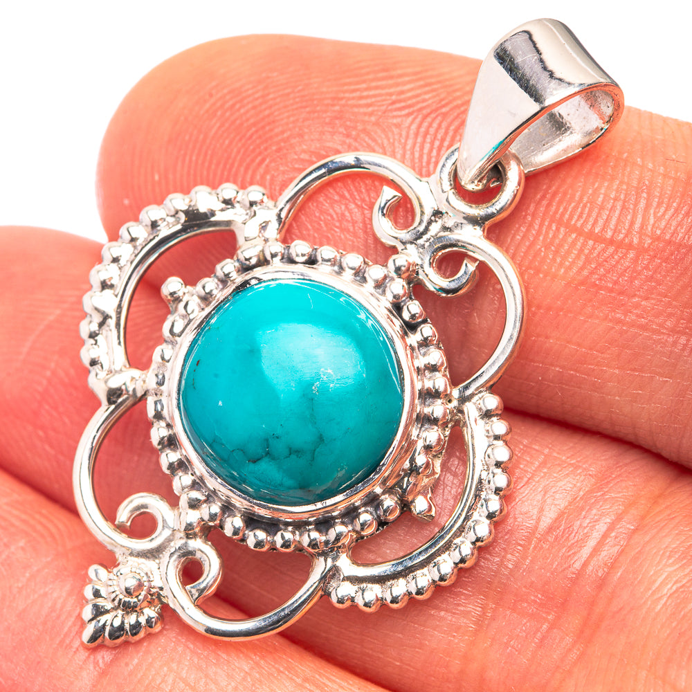 Premium Signature Tibetan Turquoise Pendant 1 1/2" (925 Sterling Silver) P38747