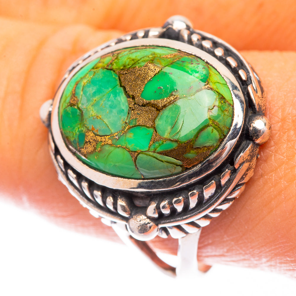 Green Copper Composite Turquoise Ring Size 10 (925 Sterling Silver) R141557