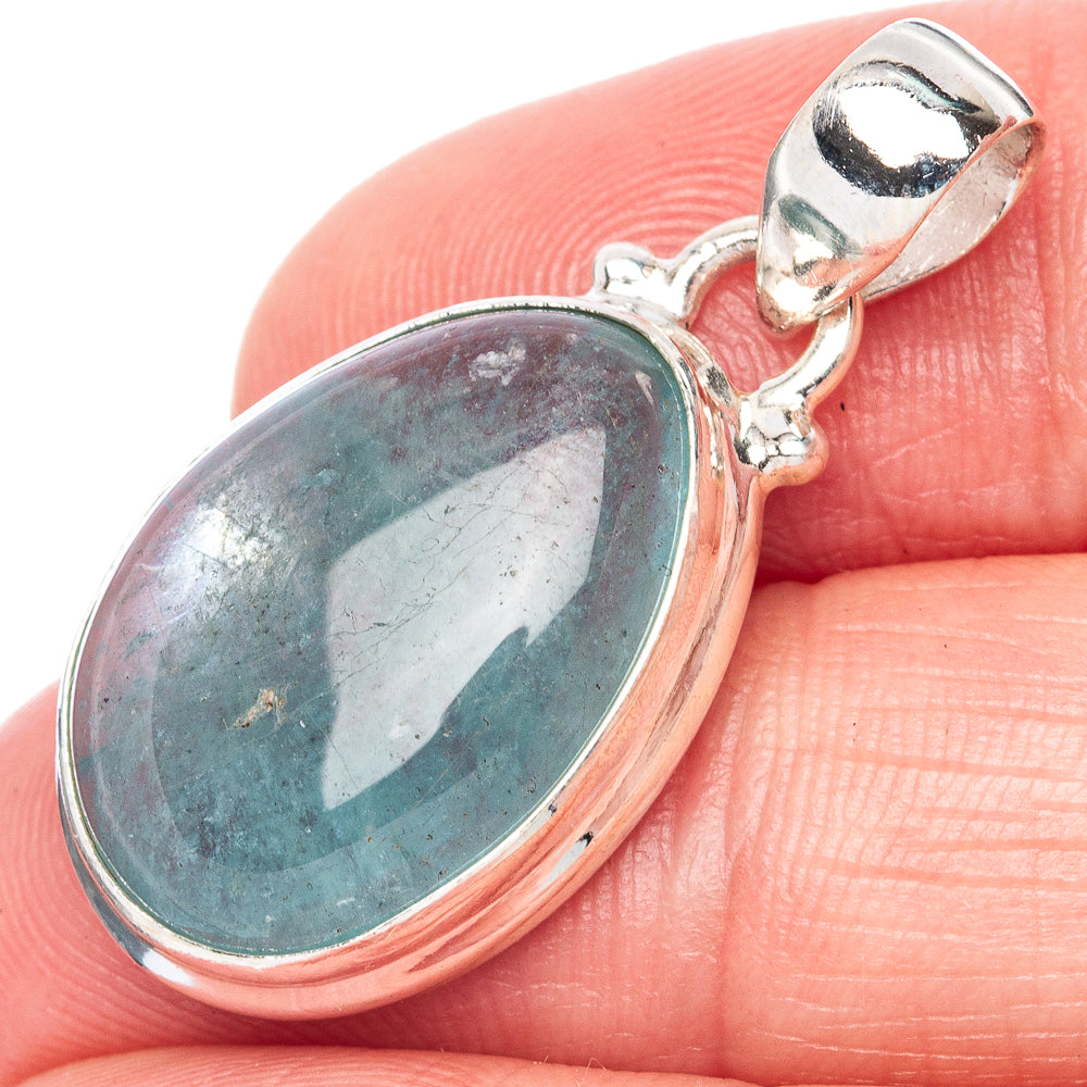 Natural Aquamarine 925 Sterling Silver Pendant 1 1/4" (925 Sterling Silver) P41879