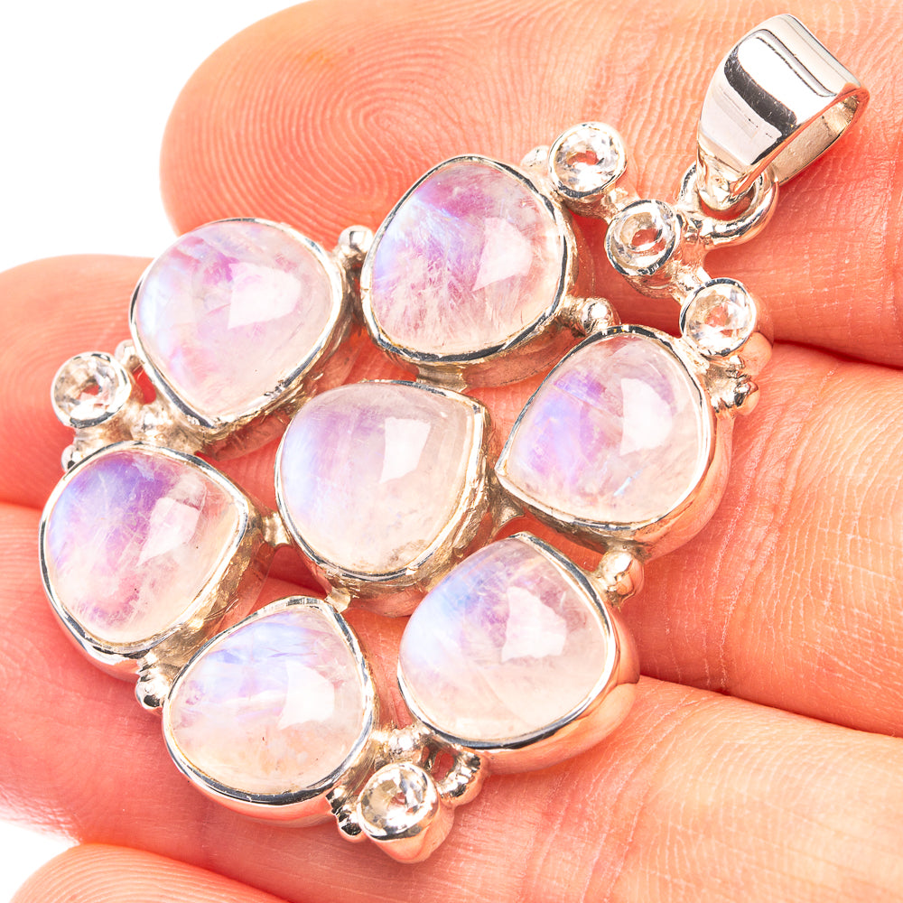 Signature Rainbow Moonstone Pendant 1 5/8" (925 Sterling Silver) P38733