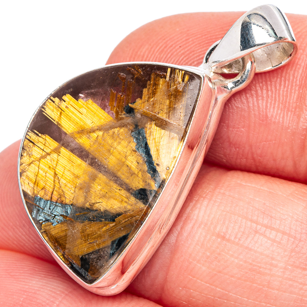 Rare Full Star Rutilated Quartz Pendant 1 3/8" (925 Sterling Silver) P39967