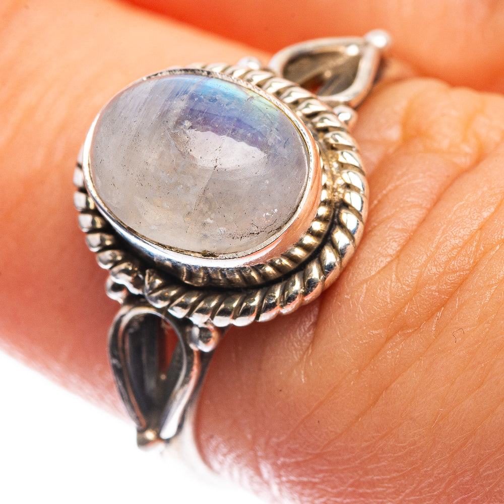 Rainbow Moonstone Dainty Ring Size 6 (925 Sterling Silver) R142595