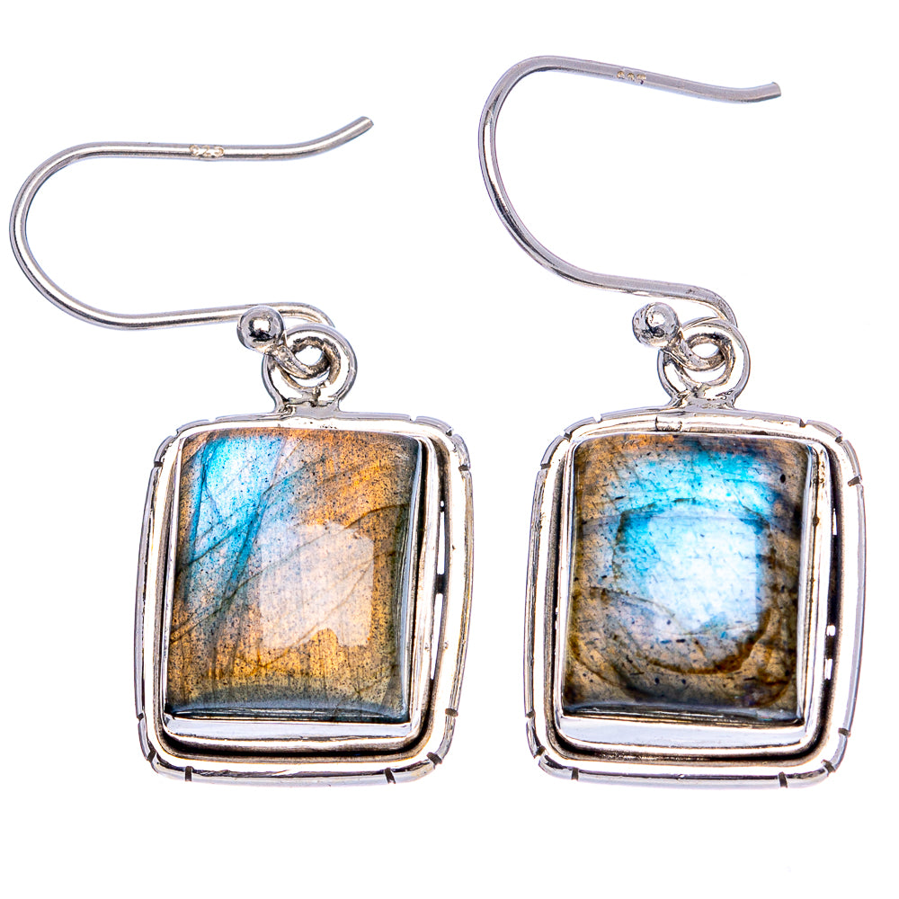 Labradorite Earrings 1 1/4" (.925 Sterling Silver)