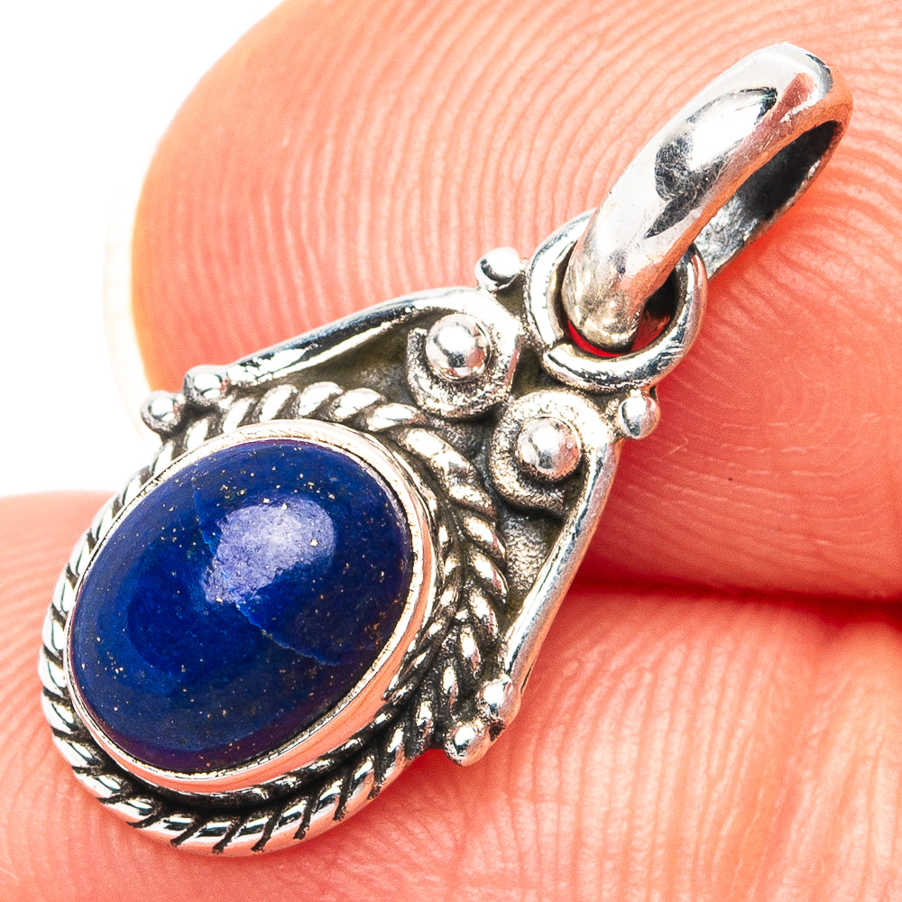 Lapis Lazuli Dainty Pendant 7/8" (.925 Sterling Silver)