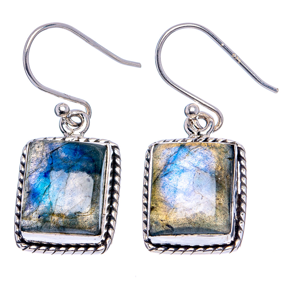 Labradorite Earrings 1 1/4" (.925 Sterling Silver)