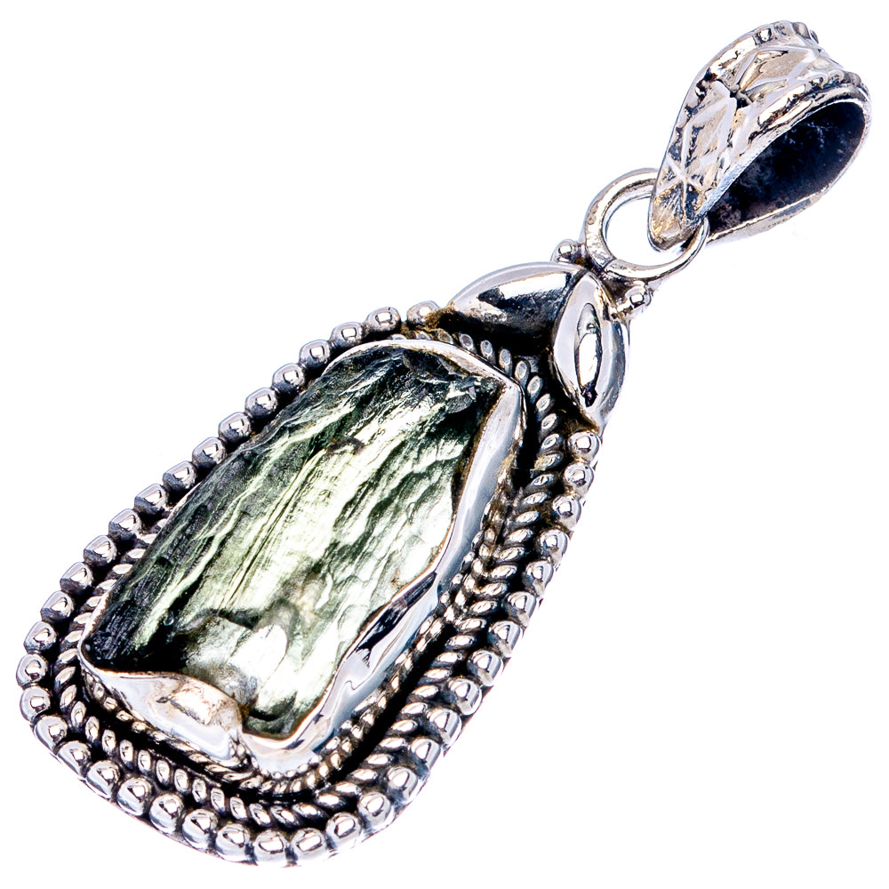 Rare Moldavite Pendant 1 3/8" (.925 Sterling Silver)