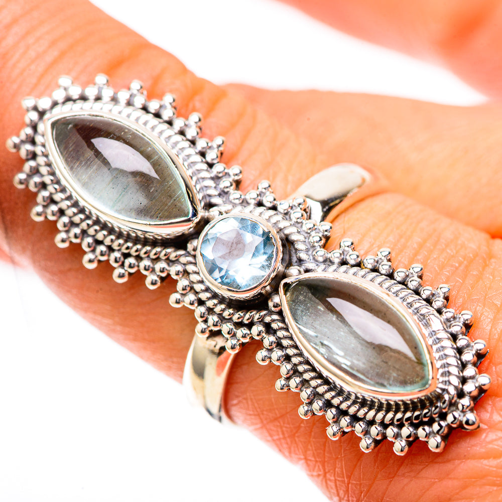 Large Natural Aquamarine, Blue Topaz Ring Size 8.25 (925 Sterling Silver) RING138027