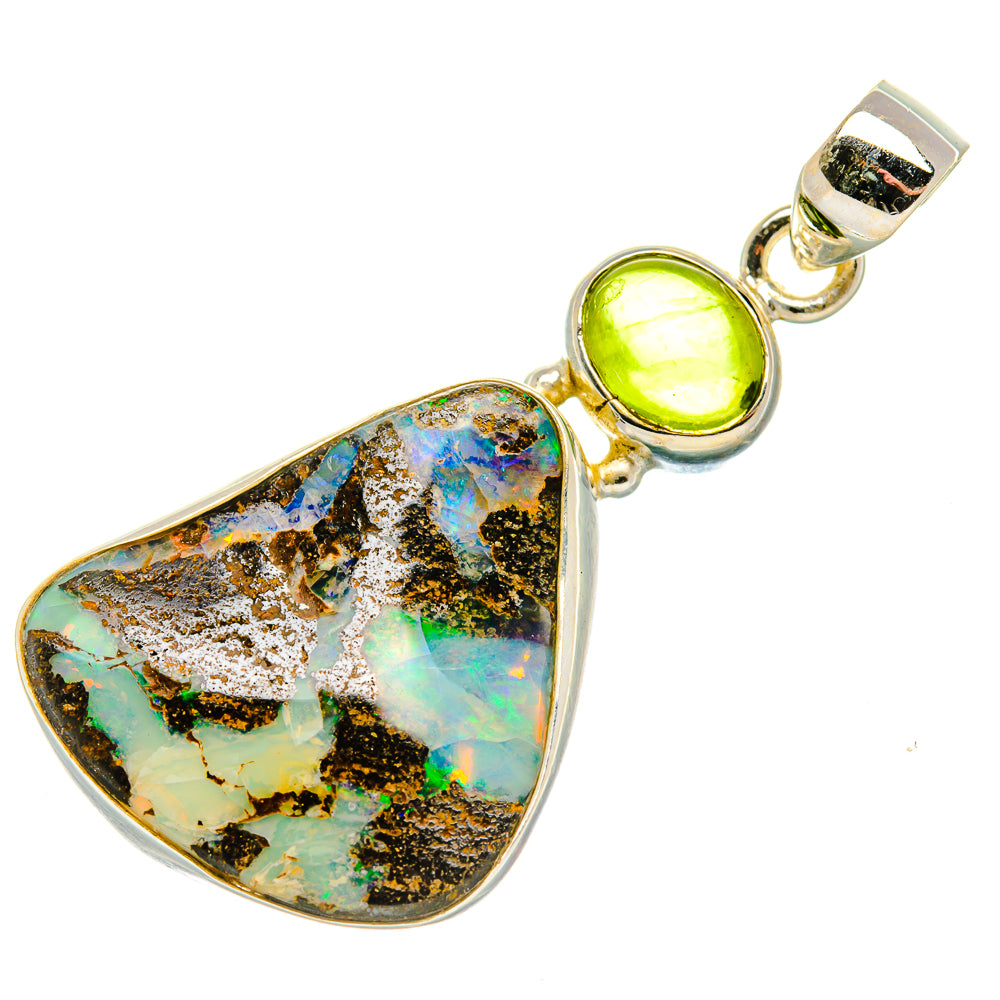 Boulder Opal, Peridot Pendant 1 3/4" (925 Sterling Silver) PD37982
