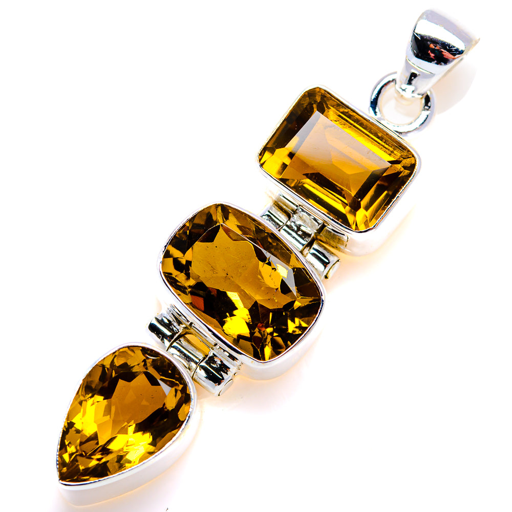 Faceted Citrine Pendant 2" (925 Sterling Silver) PD38119