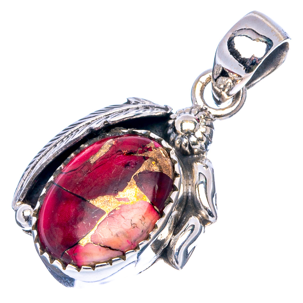 Red Dahlia Mohave Turquoise Pendant 1 1/8" (.925 Sterling Silver)