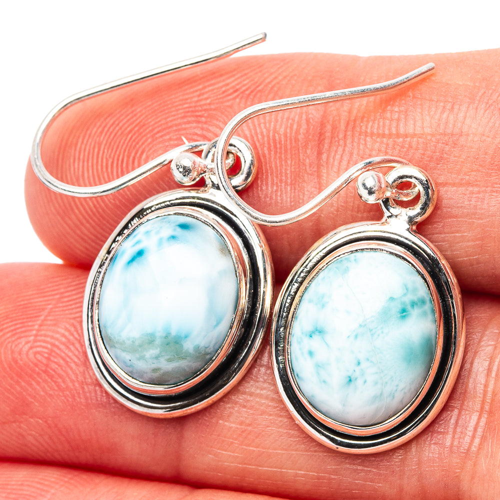Larimar Earrings 1 3/8" (.925 Sterling Silver)