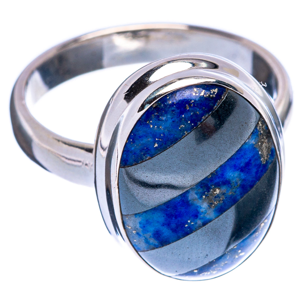 Shungite Lapis Lazuli Ring Size 7.75 (925 Sterling Silver) R146585