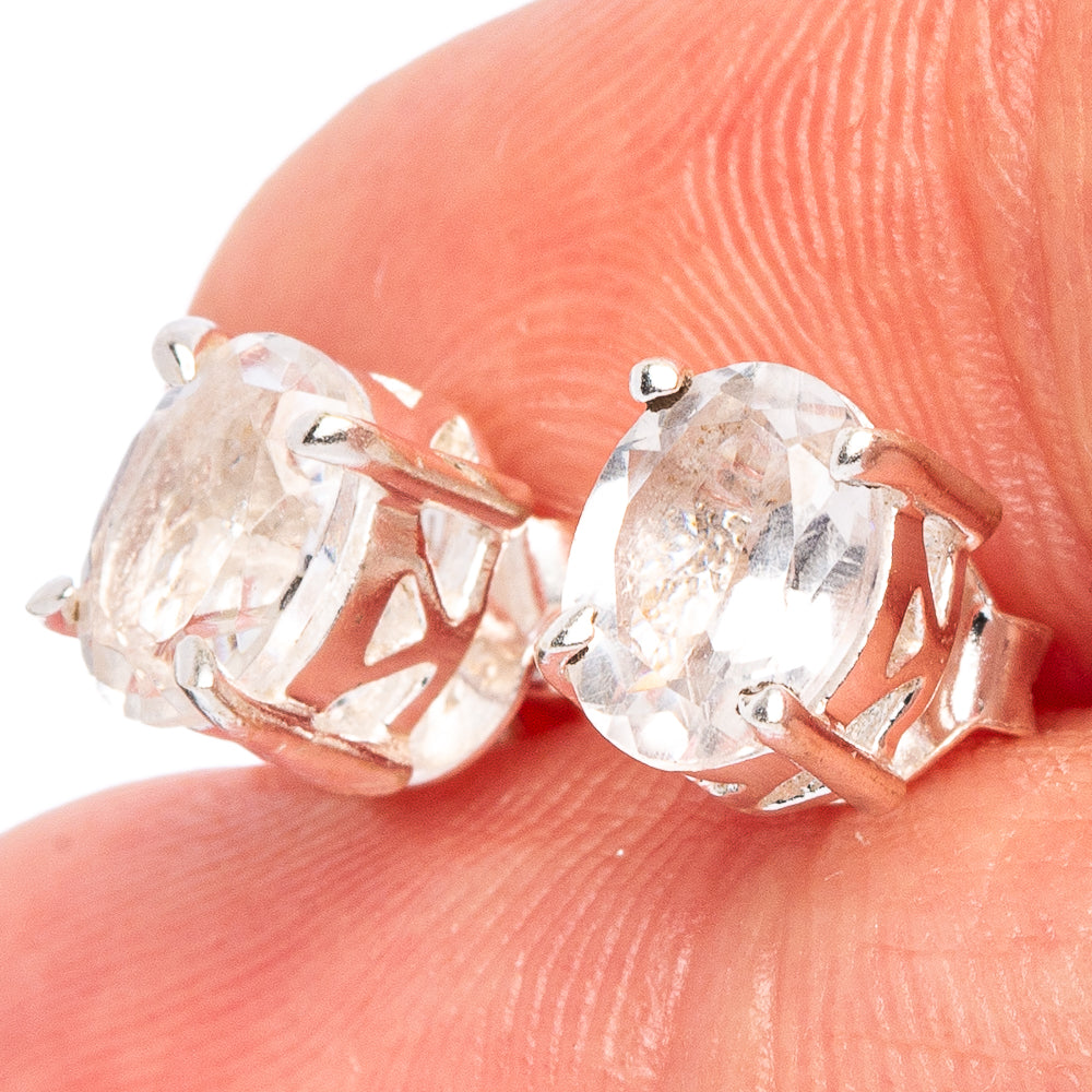 White Quartz Earrings 1/4" (925 Sterling Silver) E2603
