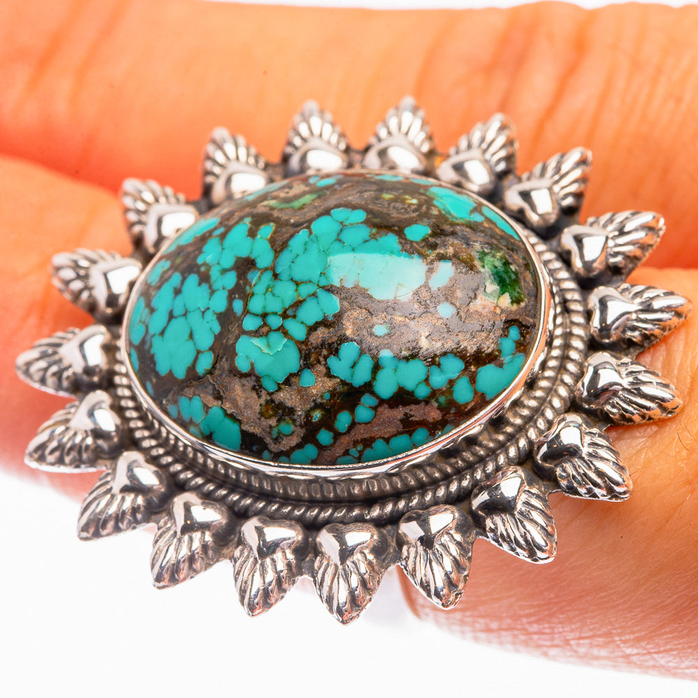 Large Tibetan Turquoise Ring Size 7 (925 Sterling Silver) R142170