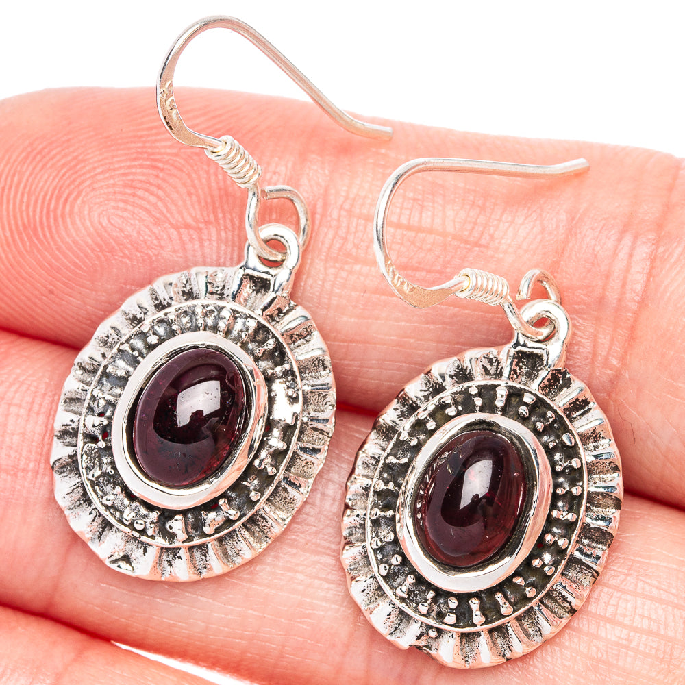 Garnet Earrings 1 3/8" (925 Sterling Silver) E433245