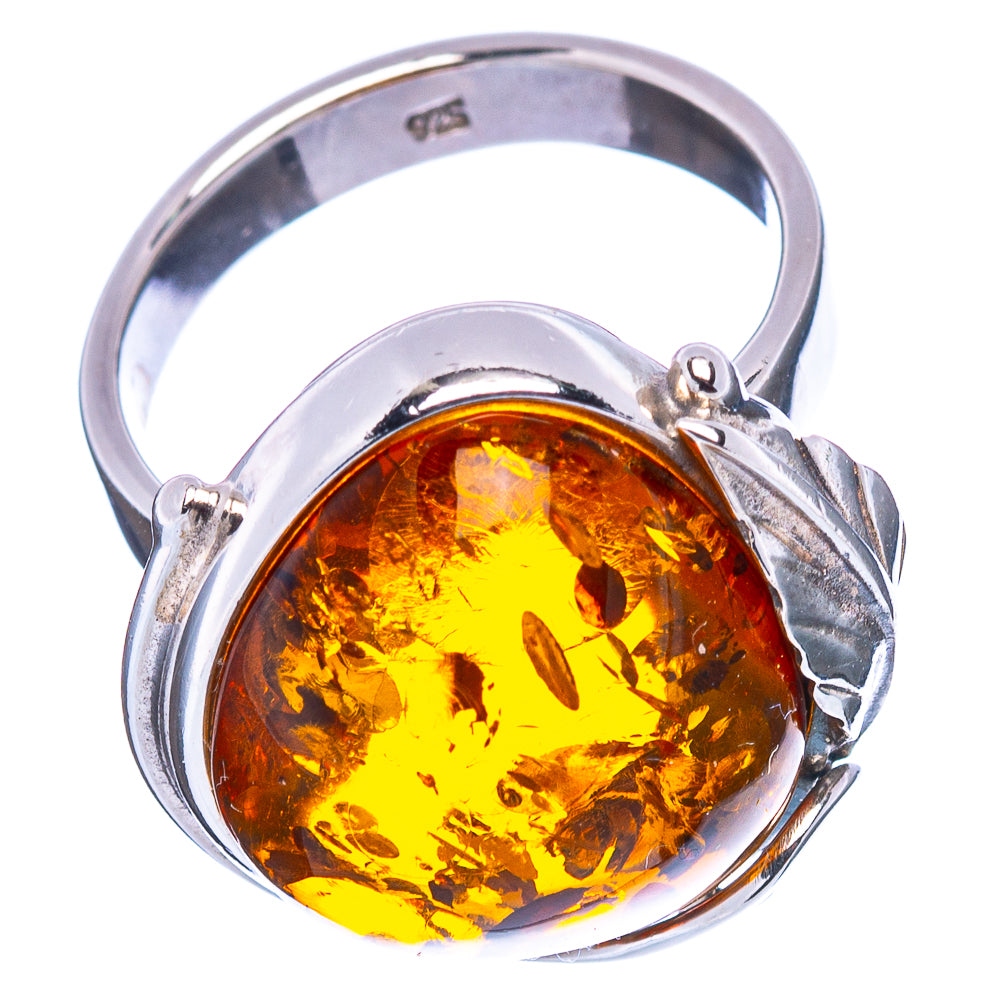 Baltic Amber Ring Size 8 Adjustable (.925 Sterling Silver)