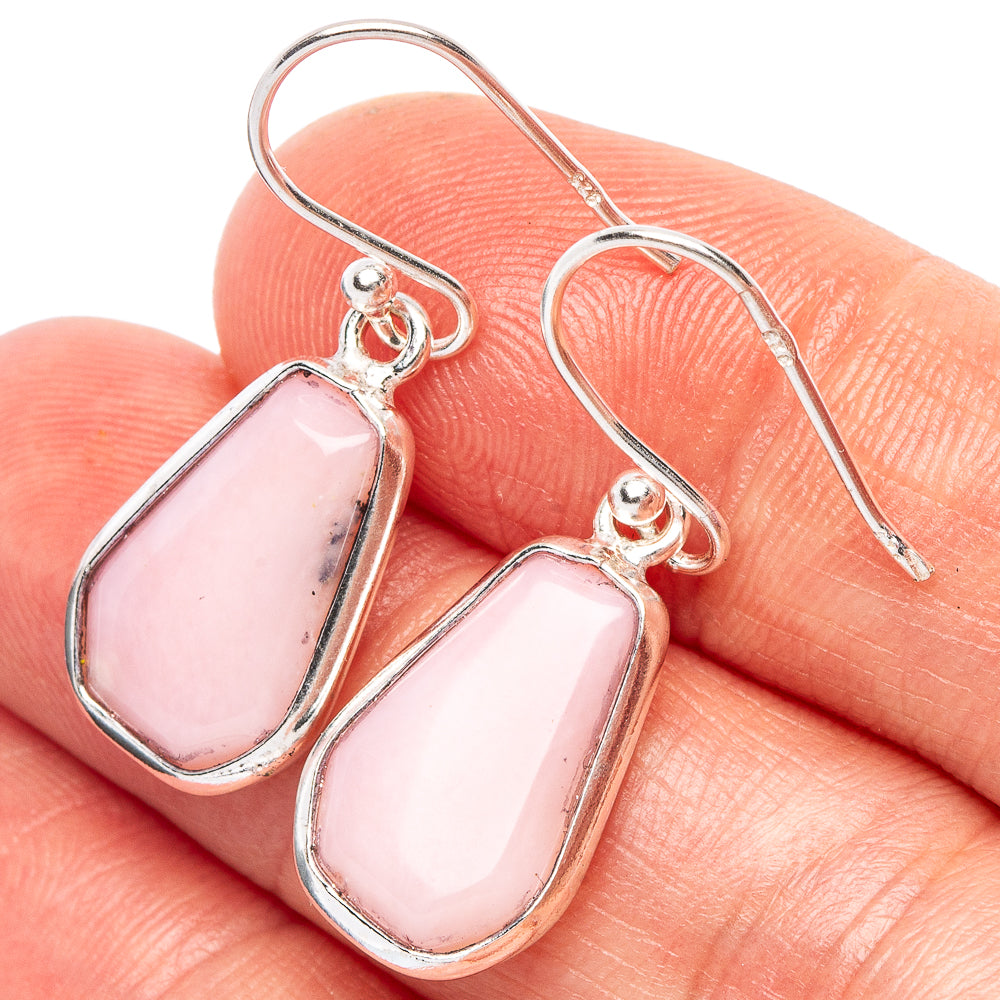 Pink Opal Earrings 1 1/4" (925 Sterling Silver) E2302