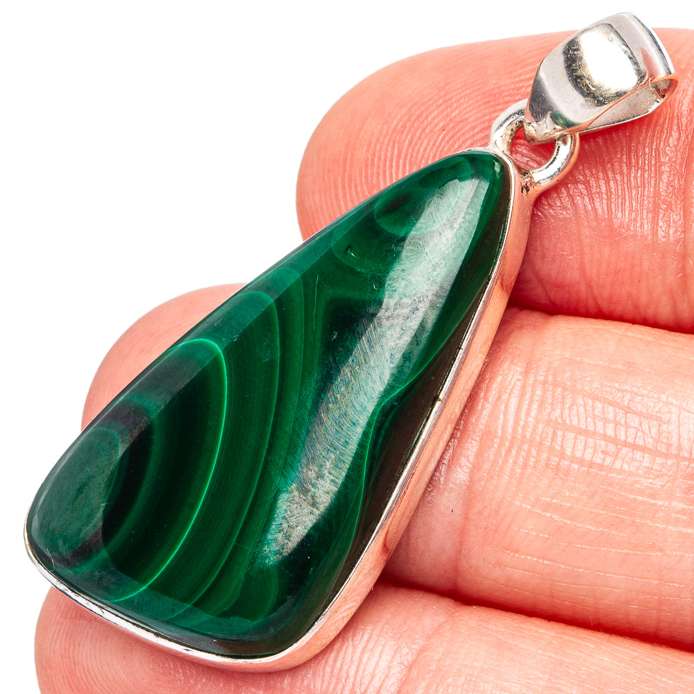 Malachite Pendants 1 5/8" (925 Sterling Silver) P43212