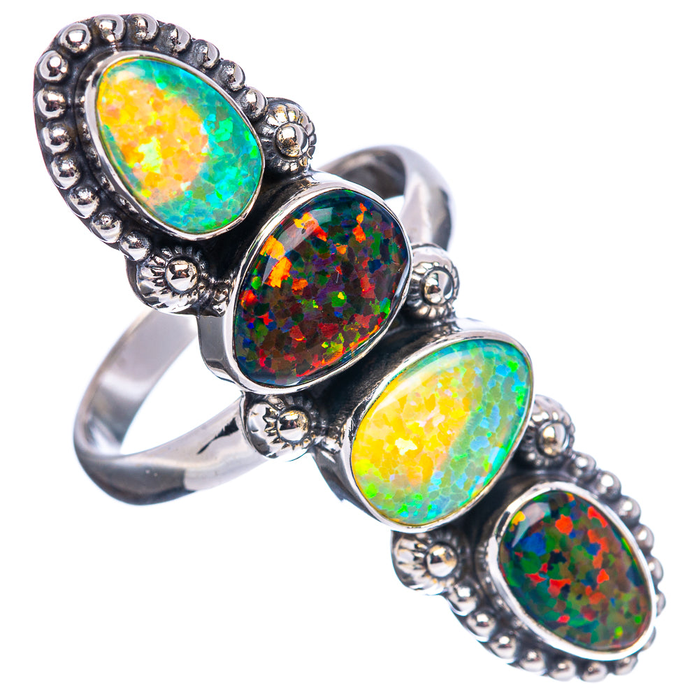 Premium Synthetic Opal Ring Size 10 (.925 Sterling Silver)