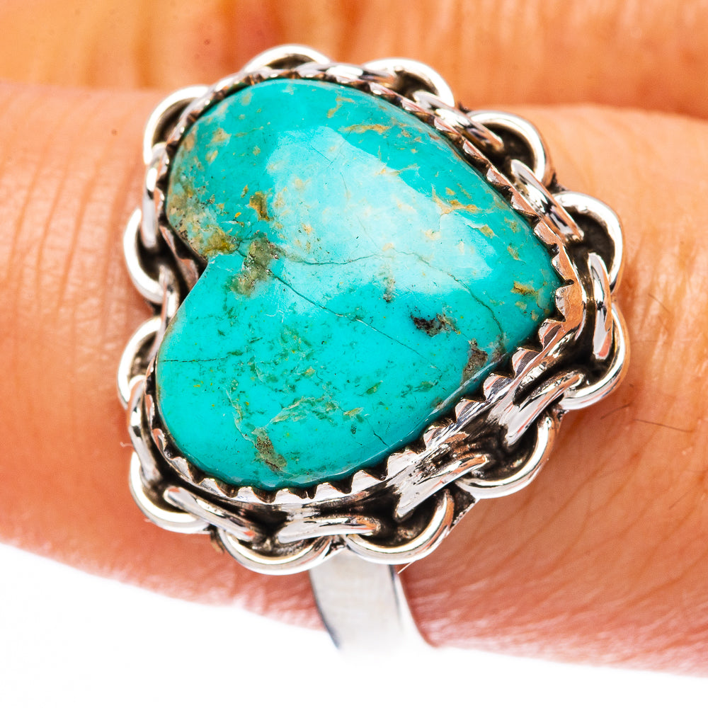 Rare Kingman Turquoise Heart 925 Sterling Silver Ring Size 8.25 (925 Sterling Silver) R3831