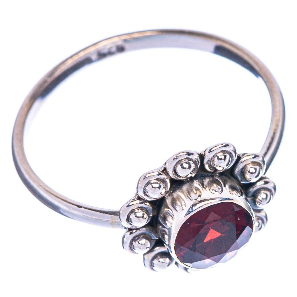 Garnet Dainty Ring Size 7.5 (925 Sterling Silver) R1167