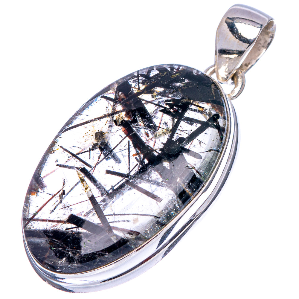 Tourmalated Quartz Pendant 1 5/8" (.925 Sterling Silver)