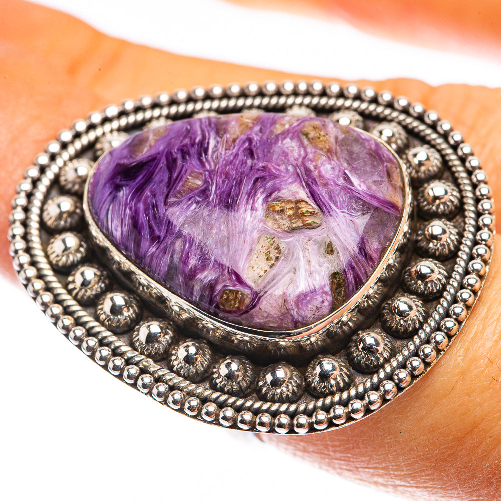 Huge Charoite Ring Size 7.25 (925 Sterling Silver) R142751