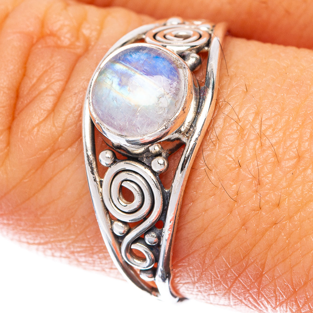 Rainbow Moonstone Dainty Ring Size 9 (925 Sterling Silver) R145043