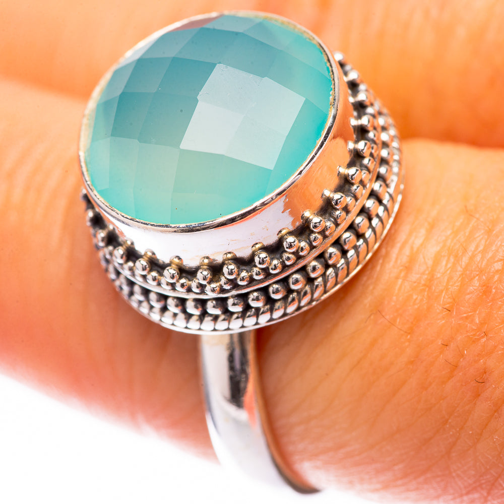 Aqua Chalcedony Ring Size 8 (925 Sterling Silver) R140508