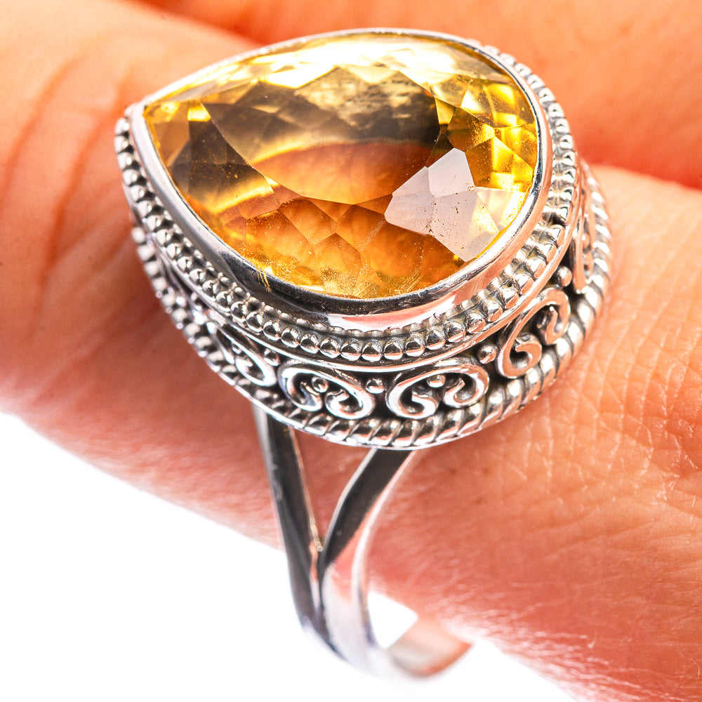 Faceted Citrine 925 Sterling Silver Ring Size 11.75