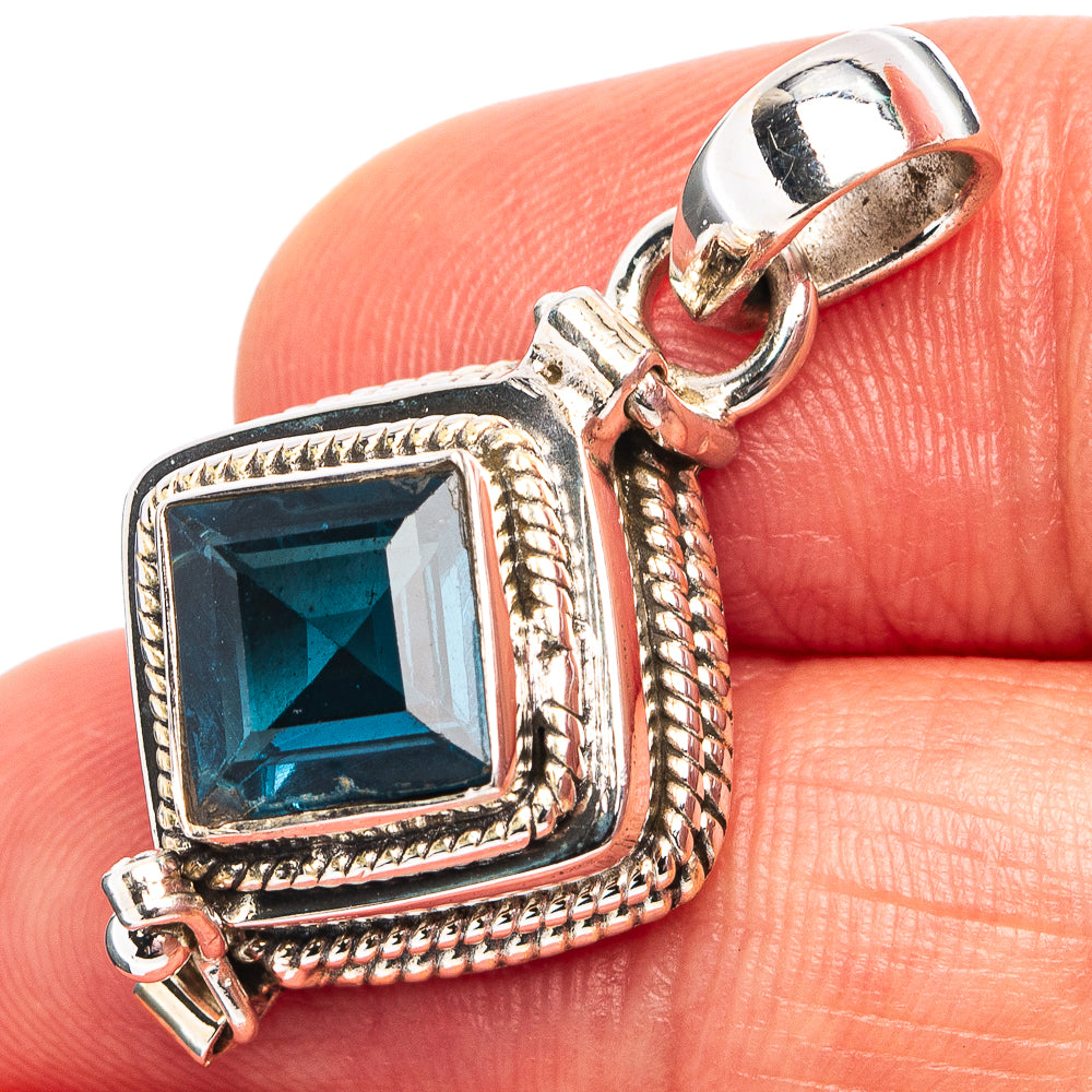 Premium Blue Topaz Poison Pendant 1 1/4" (.925 Sterling Silver)
