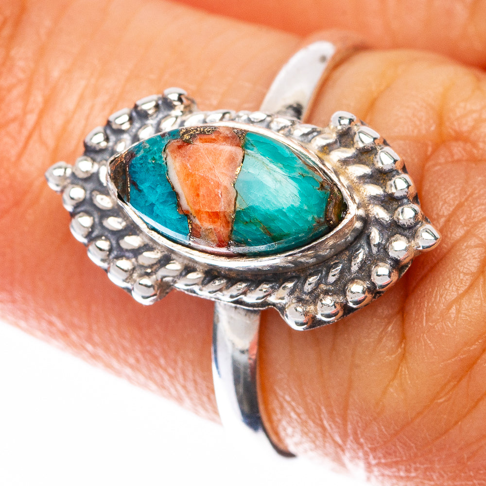 Spiny Oyster Turquoise Dainty Ring Size 5.75 (925 Sterling Silver) R145022