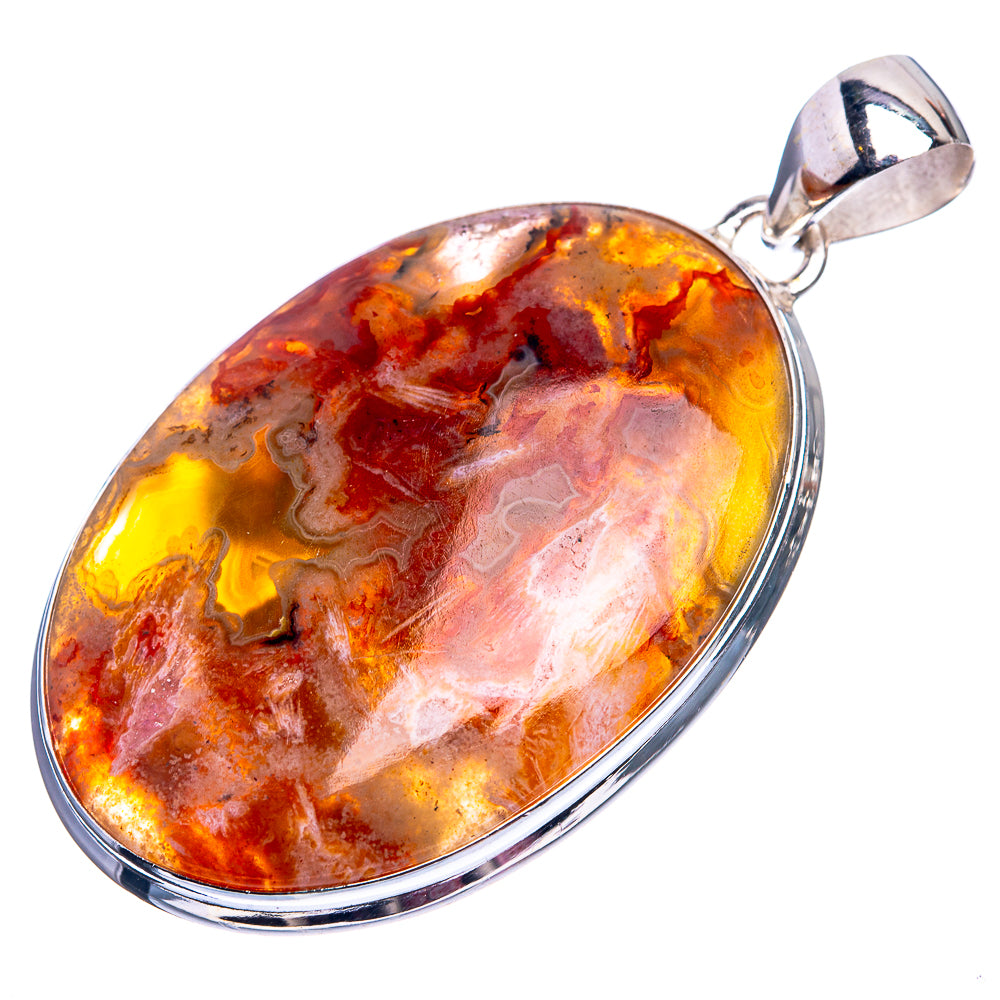 Turkish Tube Agate Pendant 2 1/8" (925 Sterling Silver) P38927