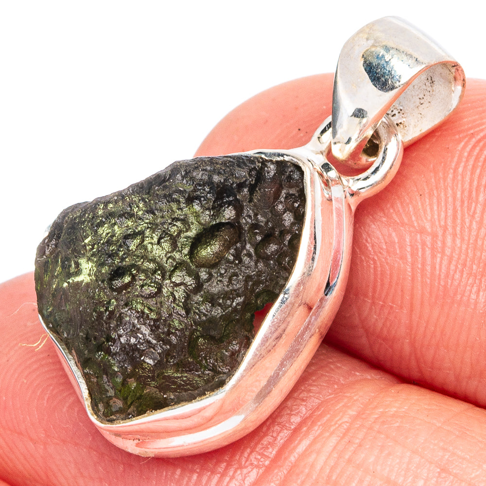 Rare Moldavite Pendant 1" (925 Sterling Silver) P43516