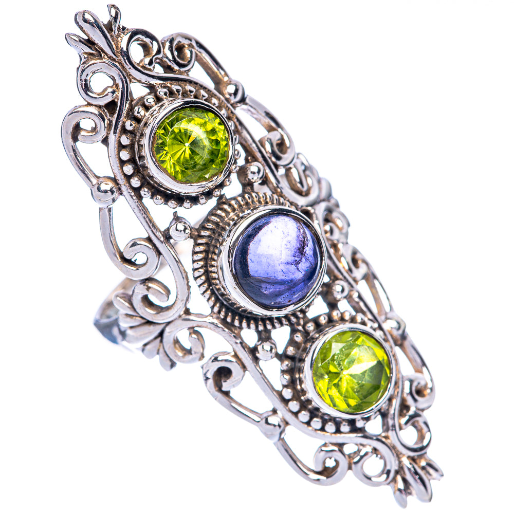 Large Tanzanite, Peridot Ring Size 8.5 (925 Sterling Silver) R144815
