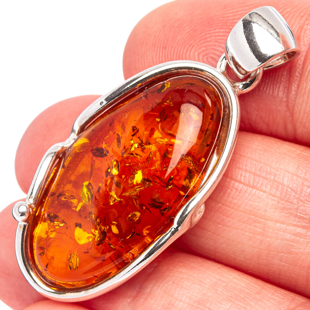 Baltic Amber Pendant 1 5/8" (.925 Sterling Silver)