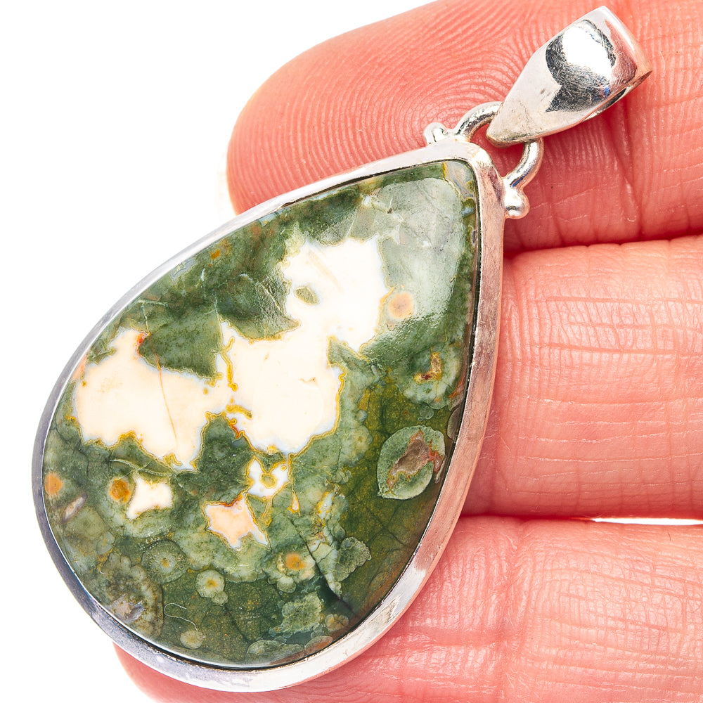 Ocean Jasper Pendant 1 3/4" (.925 Sterling Silver)