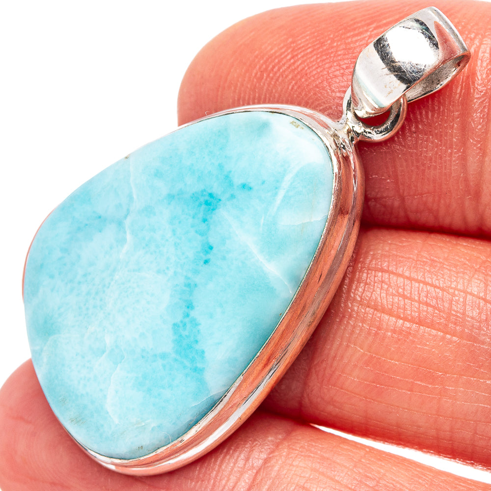Rare Larimar Pendant 1 5/8" (.925 Sterling Silver)